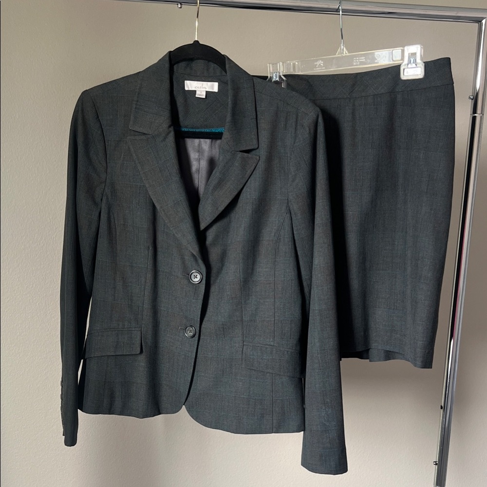 Classic Gray and Teal Woman’s Suit Set